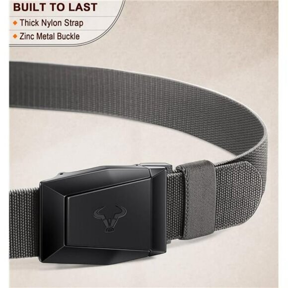 Mens Nylon Tactical Belt 2 Pack Quick Release Stretch Belt for Work or Hiking - Picture 3 of 7